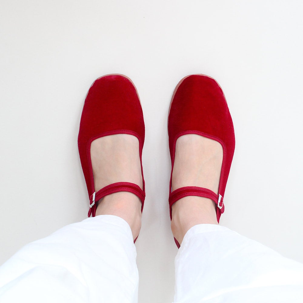 Velvet Mary Janes - Cherry Red | Lovefield Vintage
